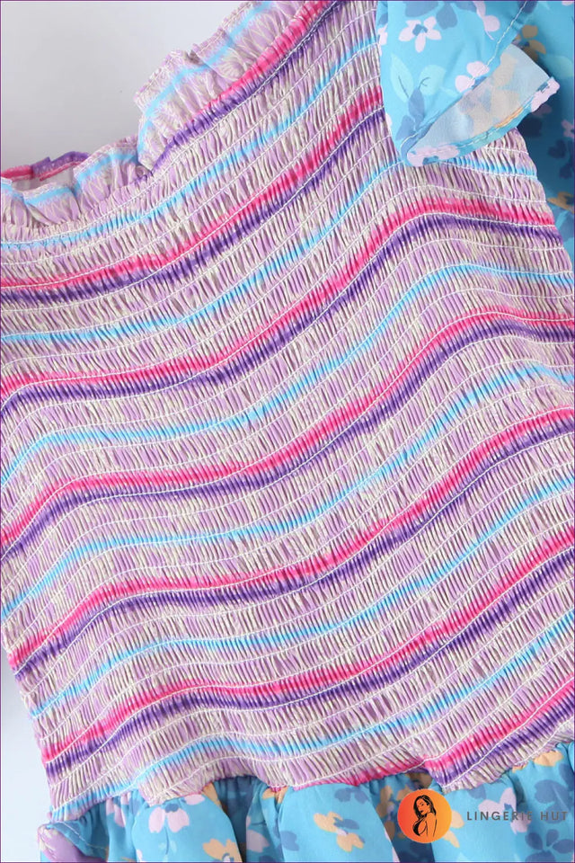 Smocked Mini Dress with Ruffle Skirt - Bohemian Festival Mood