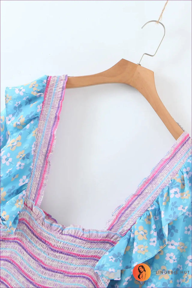 Smocked Mini Dress with Ruffle Skirt - Bohemian Festival Mood