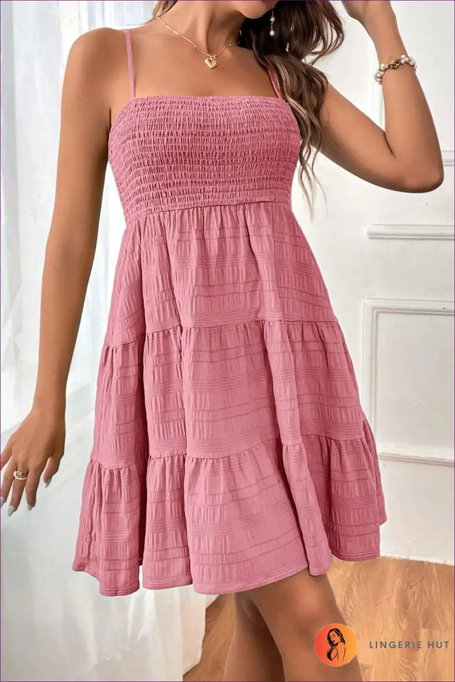 Smocked Mini Sundress with Adjustable Straps - Effortless Everyday Style