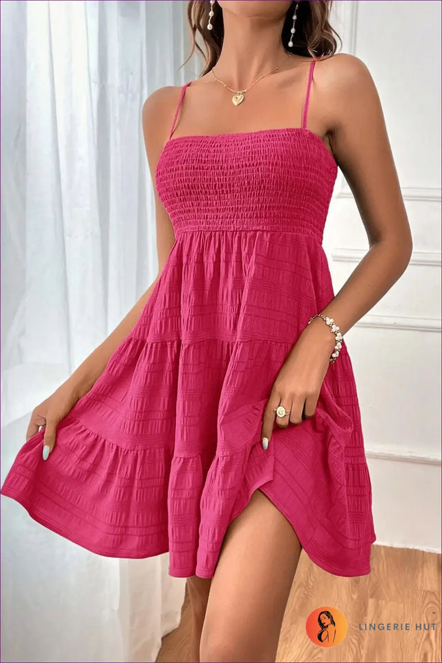 Smocked Mini Sundress with Adjustable Straps - Effortless Everyday Style
