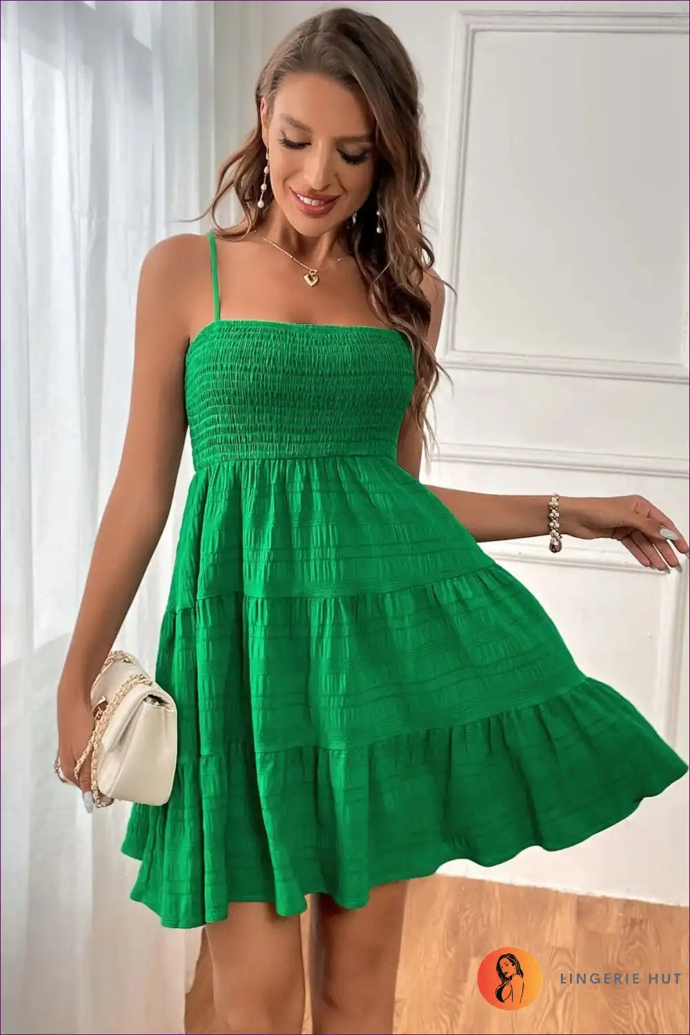 Mini Dress with Smocked Bodice - Sunday Morning Ritual for A-line, Boho, Casual, Cotton,