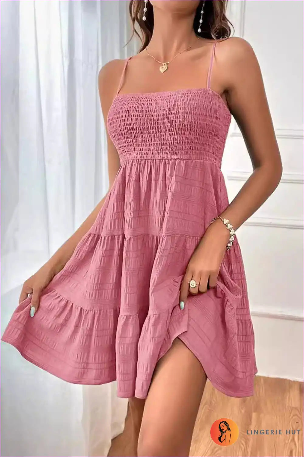 Mini Dress with Smocked Bodice - Sunday Morning Ritual for A-line, Boho, Casual, Cotton,