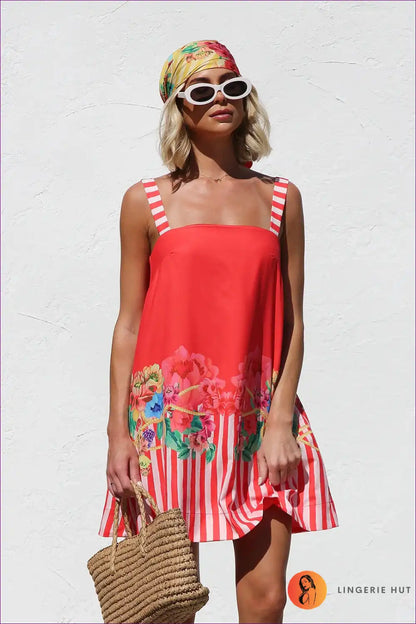 Mini Dress with Striped Details - Playful Summer for A-line, Boho, Casual, Dress, Everyday