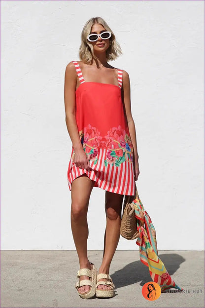 Mini Dress with Striped Details - Playful Summer for A-line, Boho, Casual, Dress, Everyday