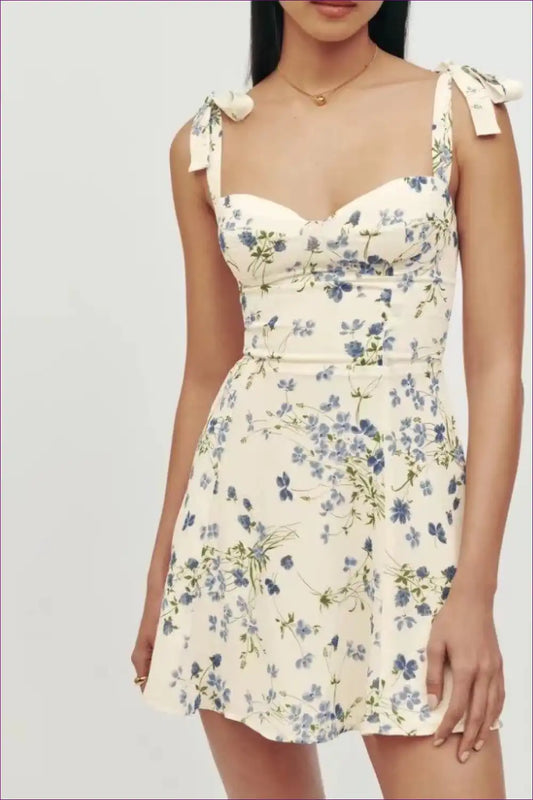 Mini Dress with Sweetheart Neckline - Garden Party Ready for A-line, Casual, Dress, Everyday, Floral