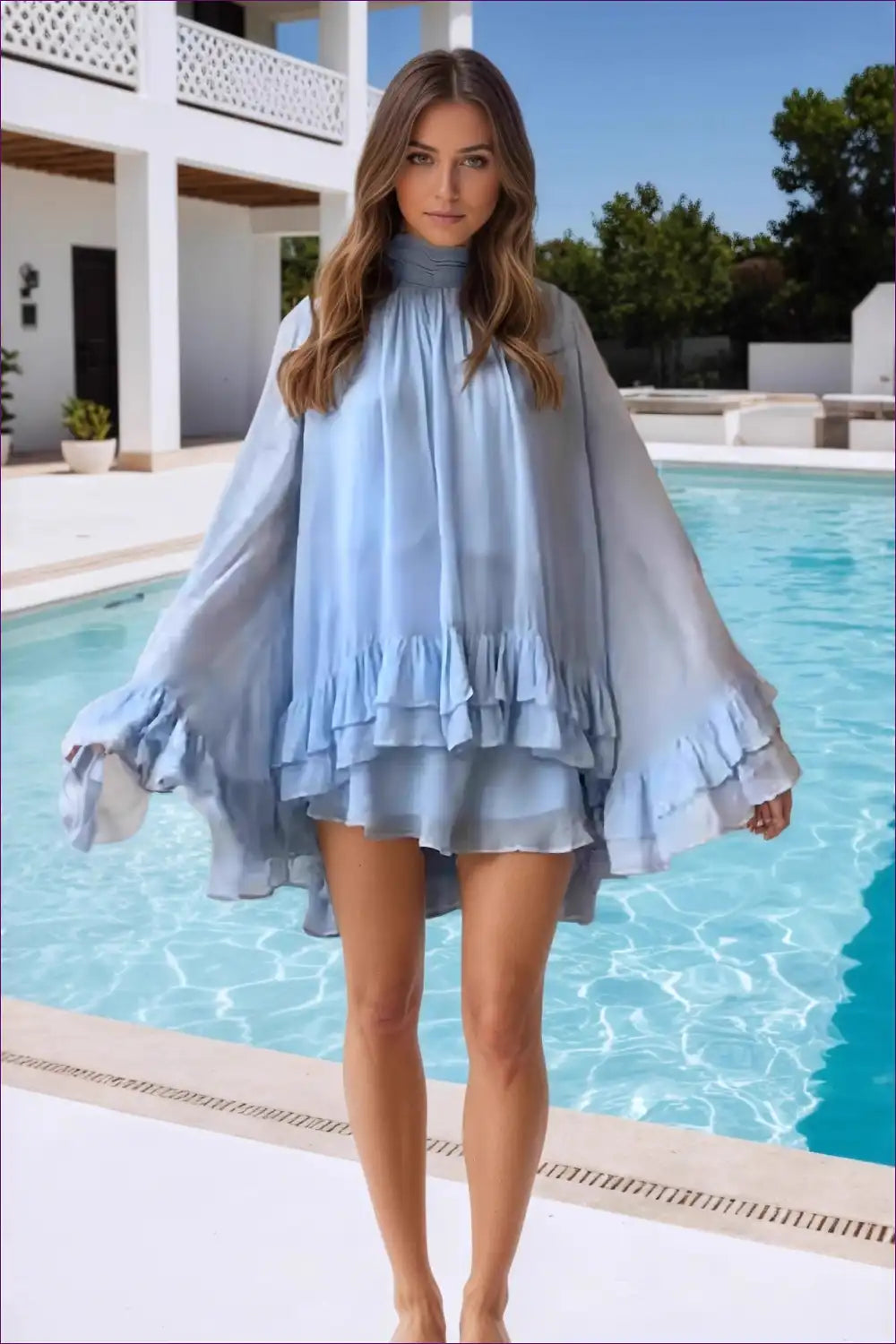 Mini Dress with Tiered Ruffles - Bohemian Dreams for A-line, Autumn, Boho, Casual, Cutout