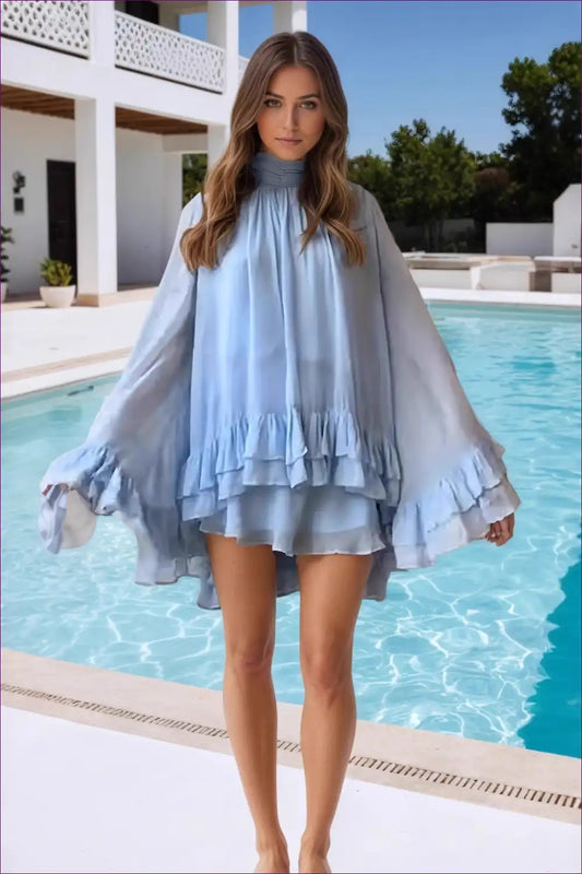 Mini Dress with Tiered Ruffles - Bohemian Dreams for A-line, Autumn, Boho, Casual, Cutout