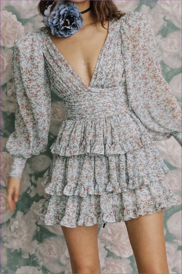 Floral Mini A-Line Dress with Ruffles - Effortless Glamour