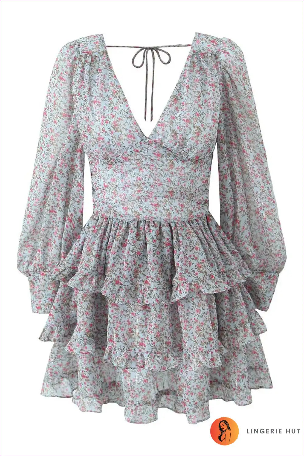 Mini Dress with Tiered Ruffles - Romantic Evenings for A-line, All Season, Casual, Date Night,