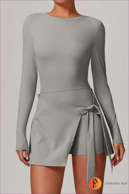 Mini Dress with Wrap Detail - Athletic Sophistication - s / Rhino Gray - Dresses - Lingerie Hut - All Season • Bodycon
