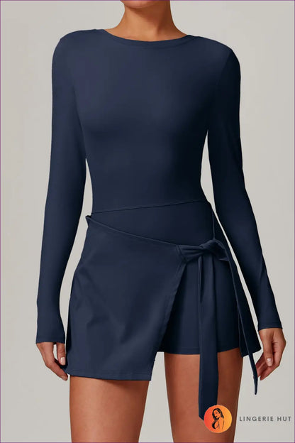Mini Dress with Wrap Detail - Athletic Sophistication - m / Badge Blue - Dresses - Lingerie Hut - All Season • Bodycon