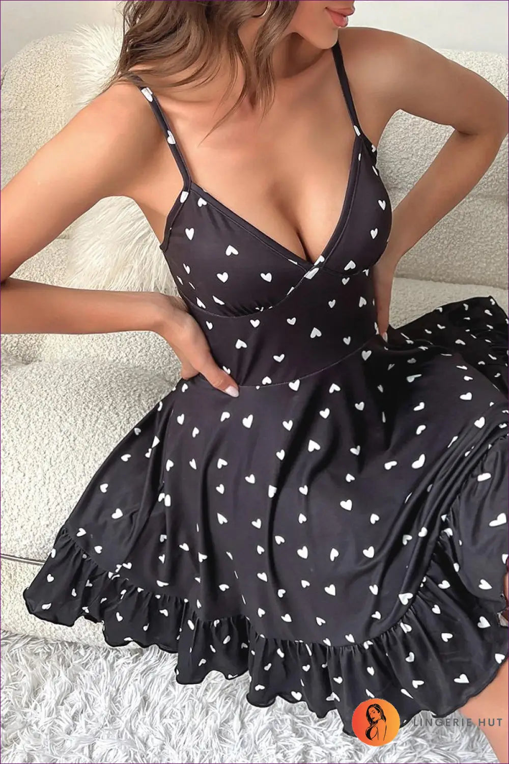 Mini Nightdress with Heart Detail - Effortless Summer Comfort - s / Black - Sleepwear & Loungewear - Lingerie Hut