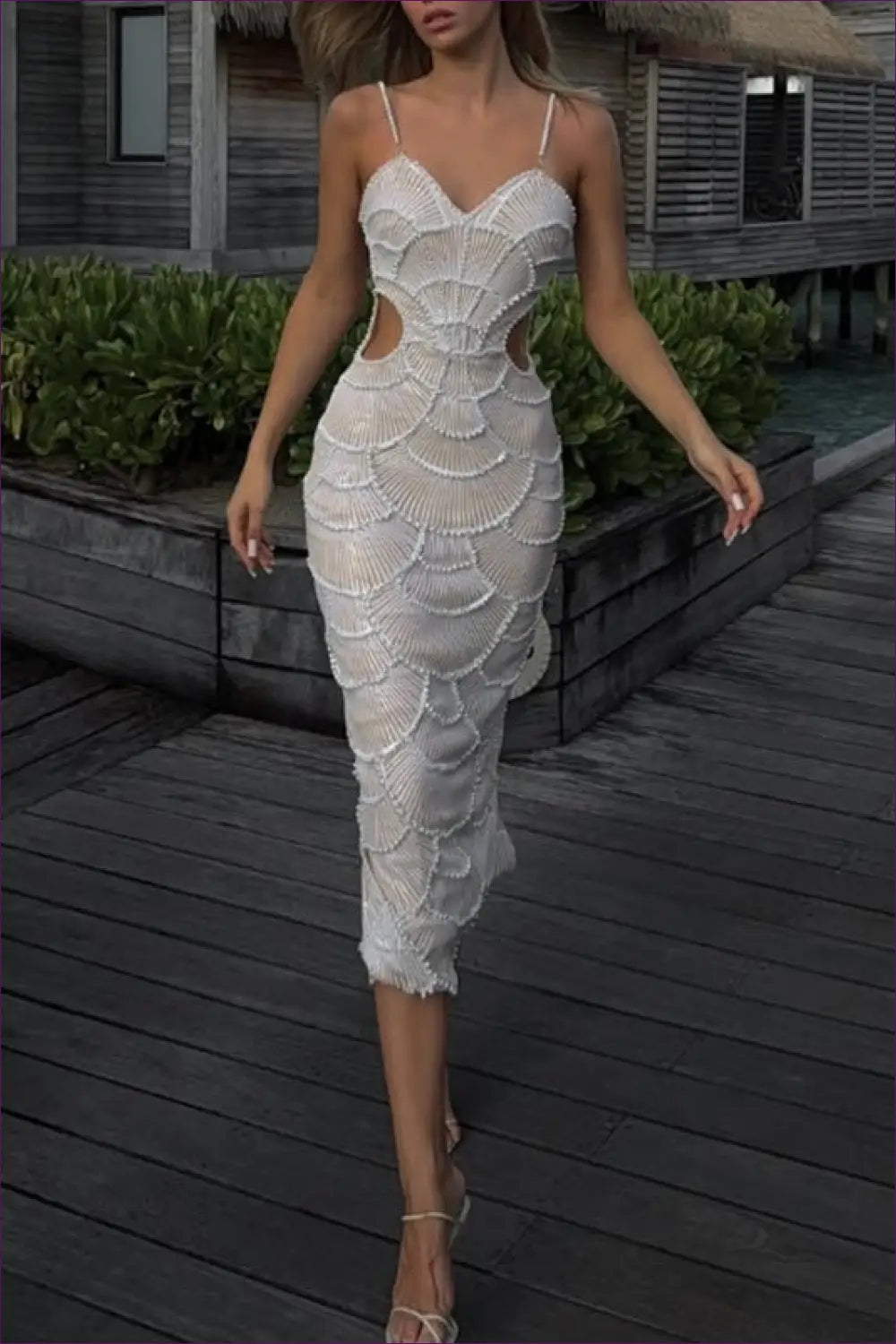 Mock-neck Rhinestone Bodycon Maxi Dress - Corset Panel - Elegant • just in - Sailfish