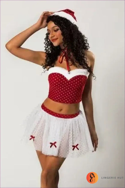 Mrs Claus Costume with Fur Trim Bandeau - Festive Flirt Mood - 01 / one Size - just in • Party • Role Play • Theme