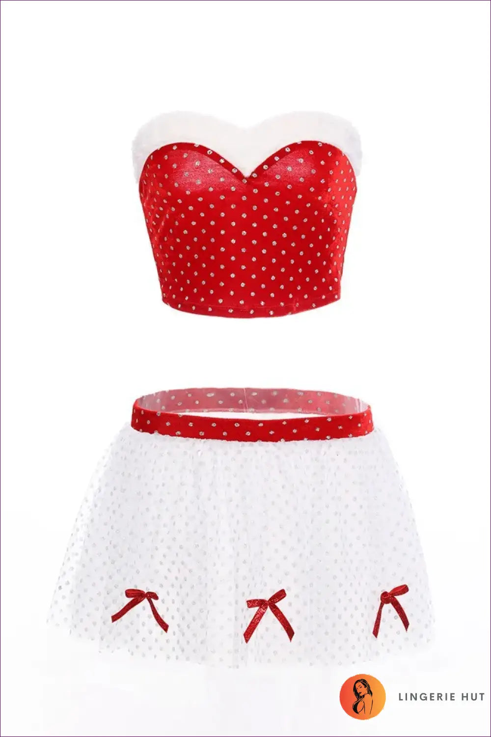 Mrs Claus Costume with Fur Trim Bandeau - Festive Flirt Mood - 01 / one Size - just in • Party • Role Play • Theme
