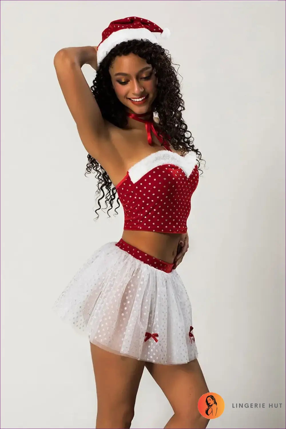 Mrs Claus Costume with Fur Trim Bandeau - Festive Flirt Mood - 01 / one Size - just in • Party • Role Play • Theme