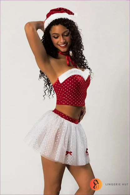 Mrs Claus Costume with Fur Trim Bandeau - Festive Flirt Mood - 01 / one Size - just in • Party • Role Play • Theme