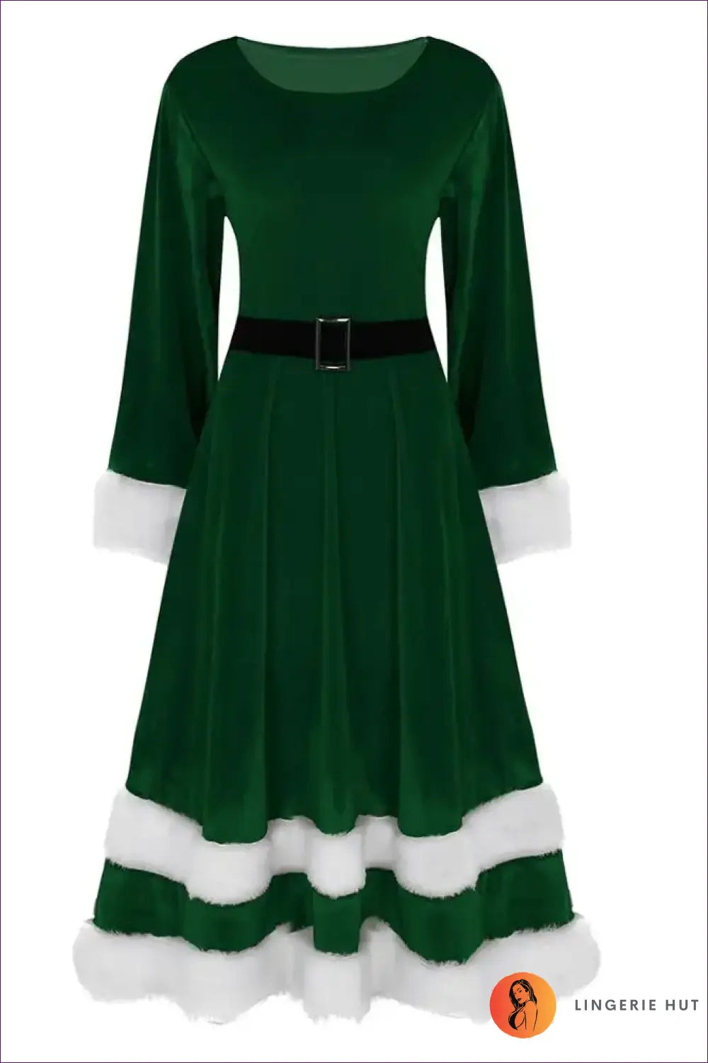 Mrs. Santa Velvet Costume Dress - Festive Glamour Unwrapped - Green / m - Dresses - Lingerie Hut - Evening Wear • Formal