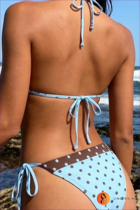Multi Polka Dot Bikini with Contrast Trim - Rockpool Afternoon - Beachwear • Brazilian • Halter • just in - Lingerie Hut