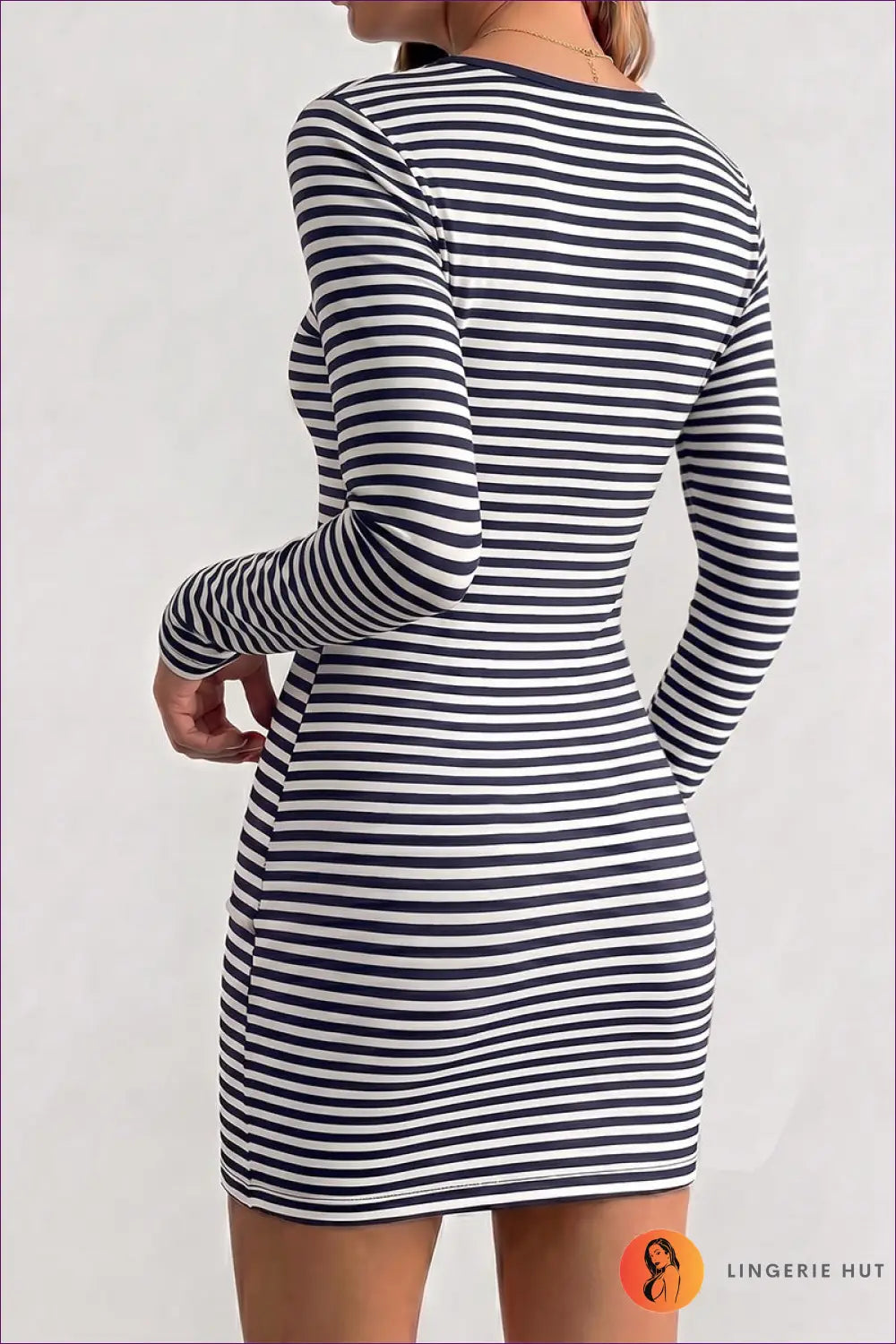 Multi Striped Bodycon Mini Dress with Square Neckline - Everyday Edge - Date Night • Dresses • Evening Wear - Lingerie