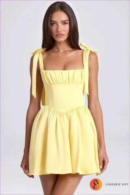 Mustard Yellow Halter Neck Crochet Mini Dress - Backless - s / Backless • Bodycon • Boho • Cutout - Xinxi