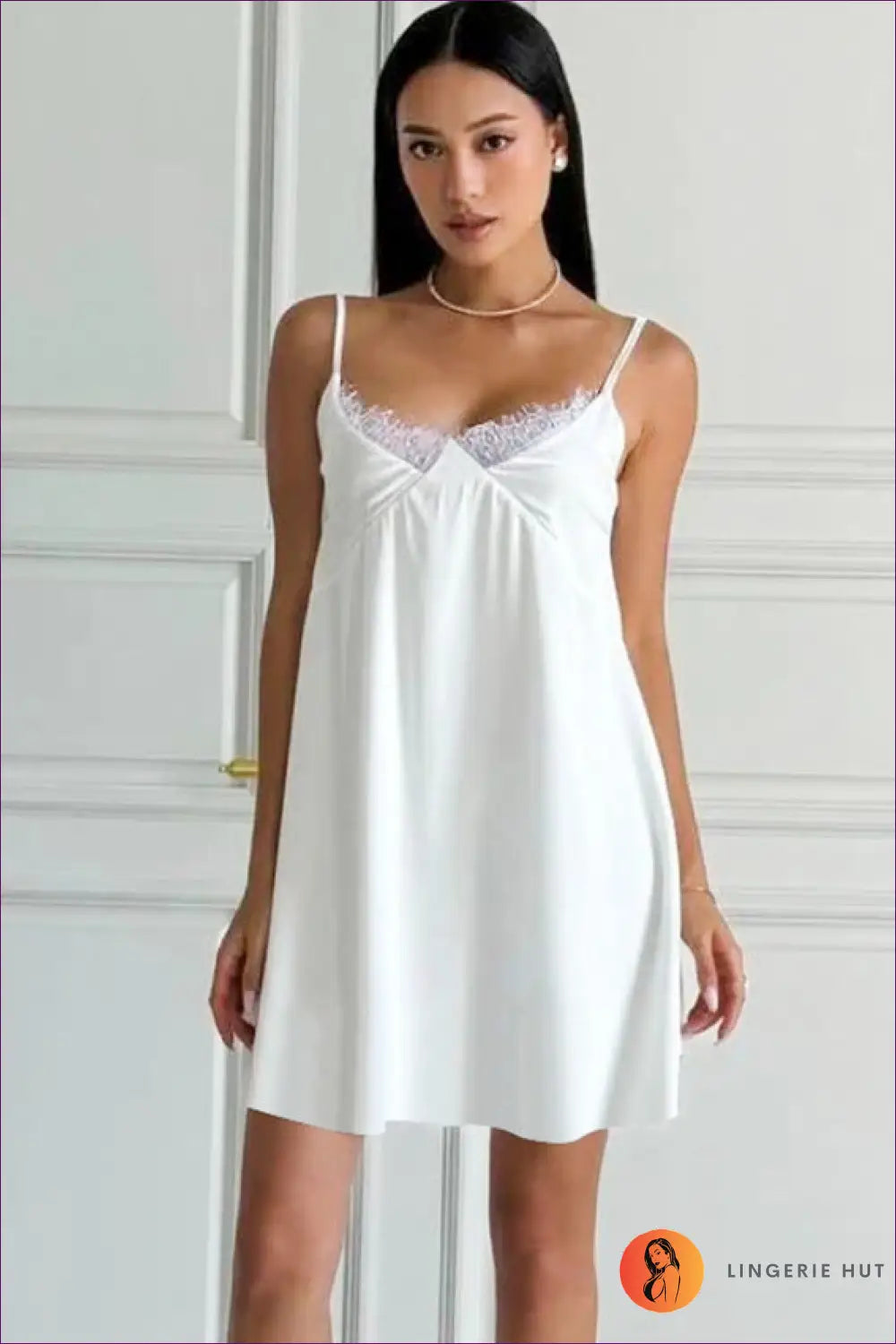 Nightdress with Backless Silhouette - Effortless Grace - s / White - just in • Lace • Mini • Night - Lingerie Hut