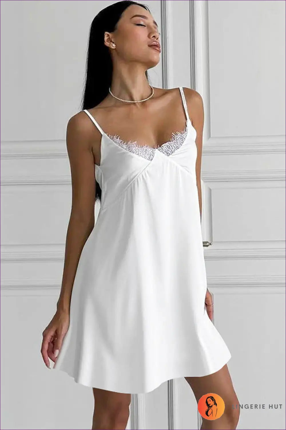 Nightdress with Backless Silhouette - Effortless Grace - just in • Lace • Mini • Night - Lingerie Hut