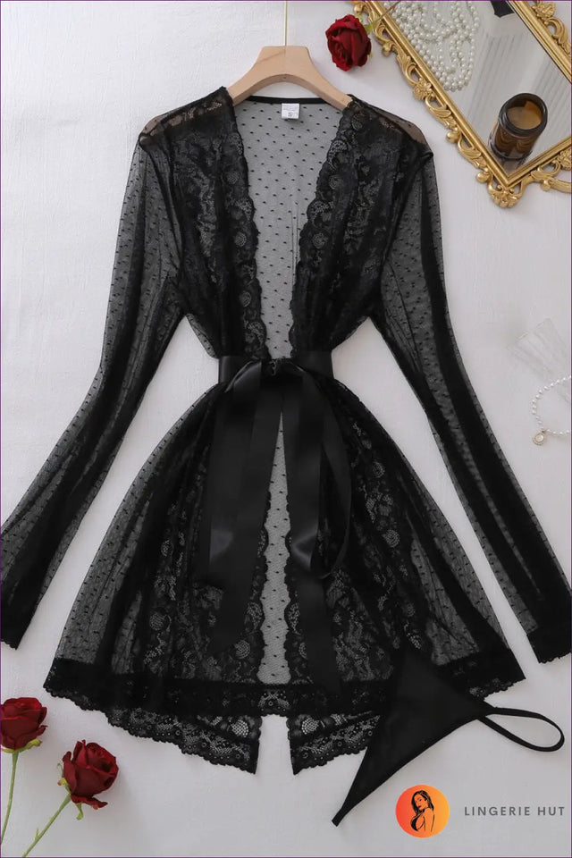Lace Robe with Belted Waist - Bold Confidence