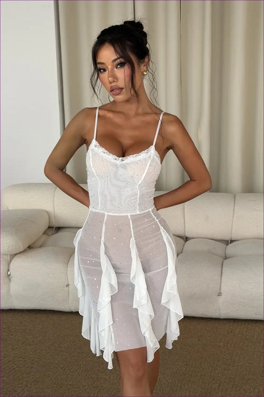 Nightdress with Ruffle Trim - Effortless Grace - just in • Lace • Mini • Night • Lingerie Hut