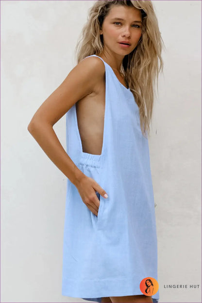 Nightdress with Side Pocket Detail - Sunlit Ease - s / Blue - Casual • Everyday • just in • Mini • Modest - Lingerie Hut