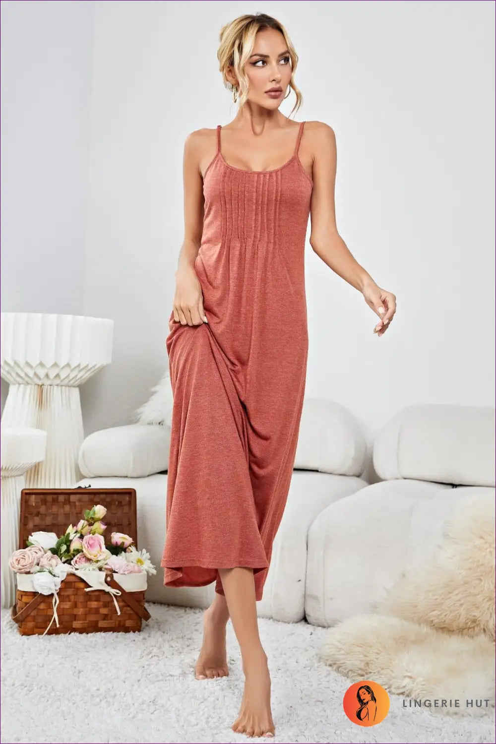 Nightdress with Signature Waist Detail - Quiet Confidence - s / Brickred - Casual • Everyday • just in • Maxi • Modest