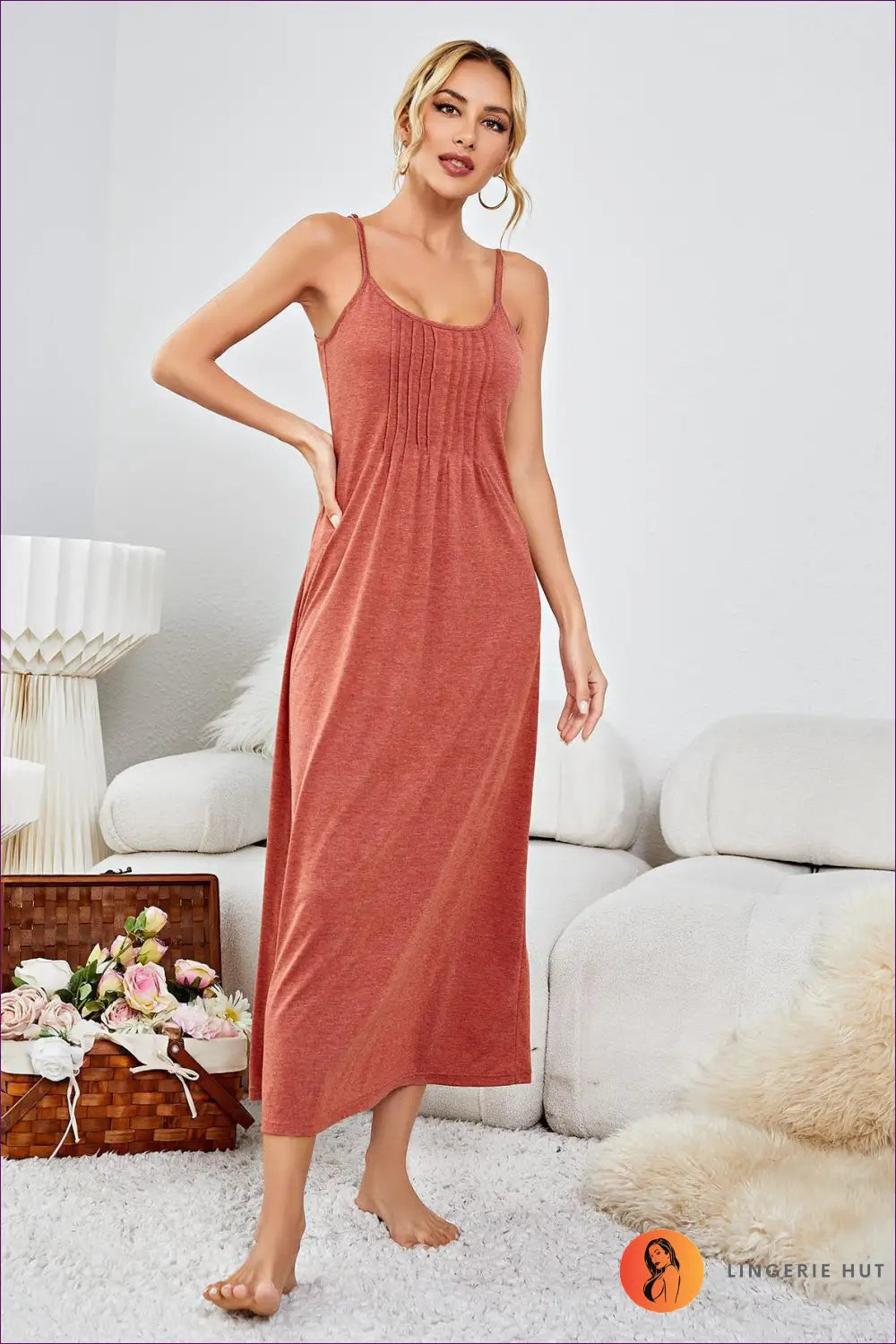 Nightdress with Signature Waist Detail - Quiet Confidence - s / Brickred - Casual • Everyday • just in • Maxi • Modest