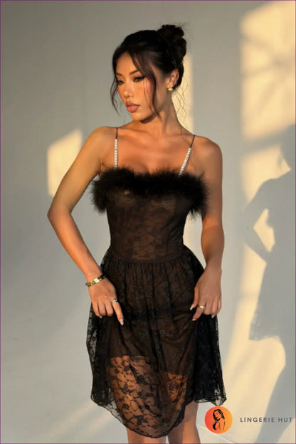 Nightdress with Signature Waist Detail - Warm Weather Poise - s / Black - just in • Lace • Night • Nightwear - Lingerie