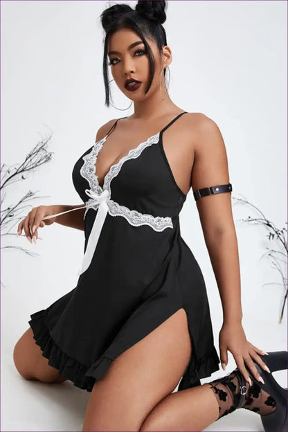 Nightgown with Deep v Lace - Quiet Evening Indulgence for A-line, Casual, Everyday, just In, Lace