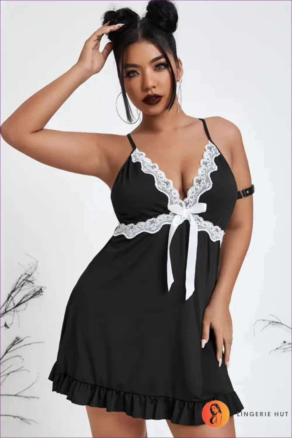 Nightgown with Deep v Lace - Quiet Evening Indulgence for A-line, Casual, Everyday, just In, Lace