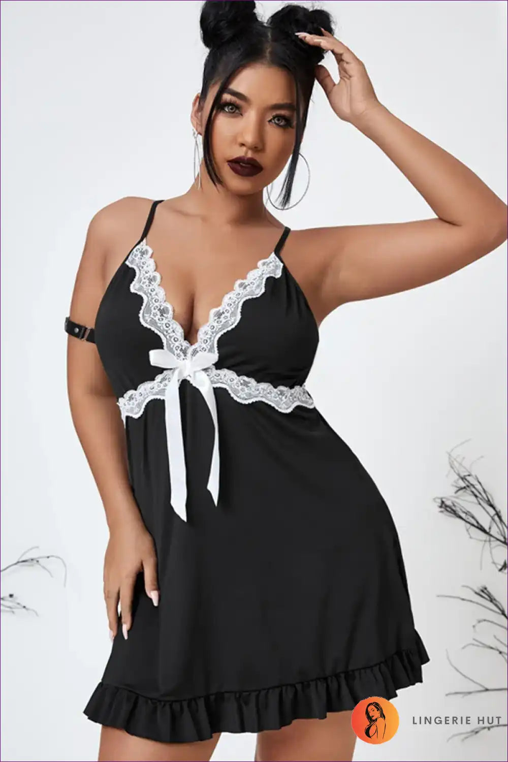 Nightgown with Deep v Lace - Quiet Evening Indulgence for A-line, Casual, Everyday, just In, Lace