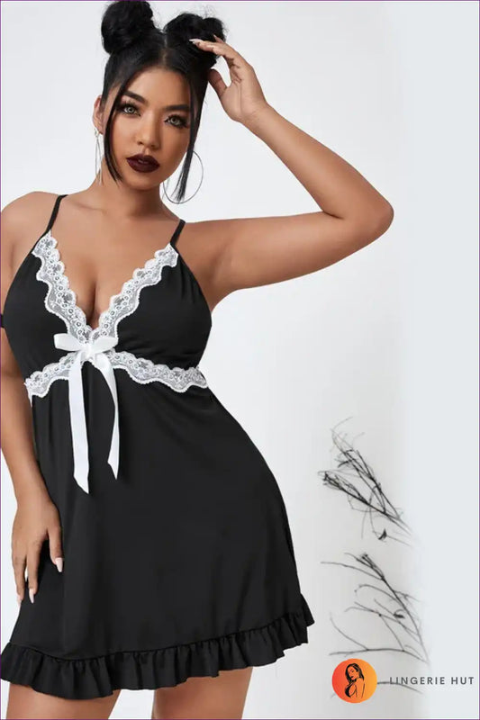 Nightgown with Deep v Lace - Quiet Evening Indulgence for A-line, Casual, Everyday, just In, Lace