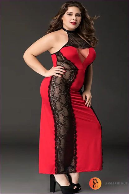 Nightgown Set with Lace Panels - Self-care Sunday for Boudoir, Halter, just In, Lace, Maxi