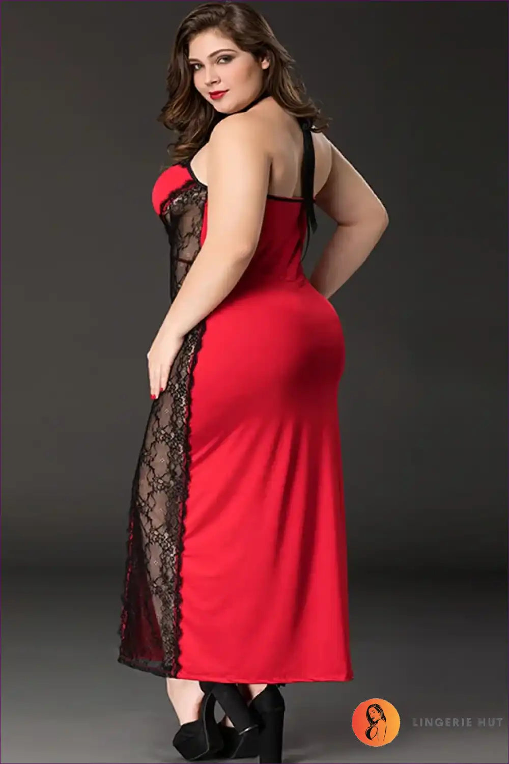 Nightgown Set with Lace Panels - Self-care Sunday for Boudoir, Halter, just In, Lace, Maxi