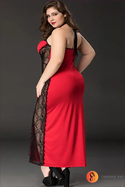 Nightgown Set with Lace Panels - Self-care Sunday for Boudoir, Halter, just In, Lace, Maxi