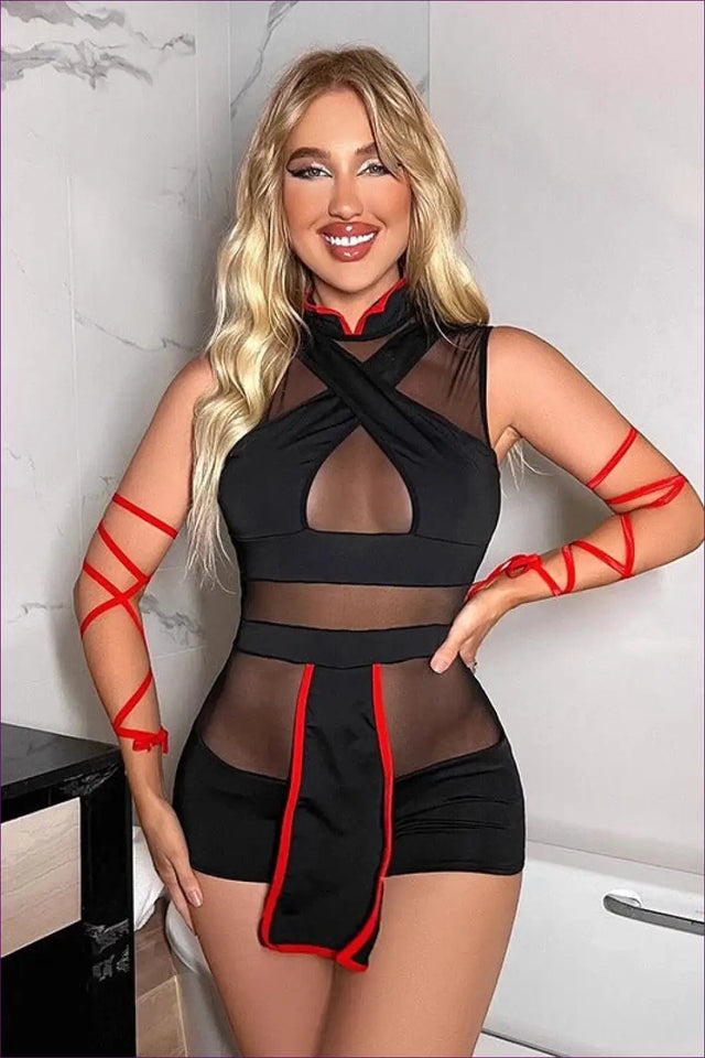 Ninja Role Play Costume with Mesh Panels - Playful Warrior Spirit