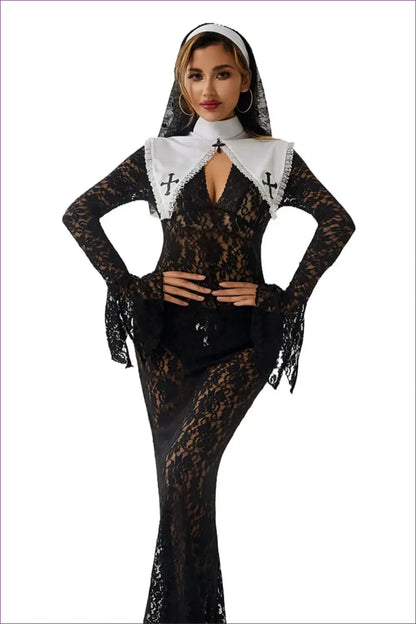 Nun Costume with Floor-length Lace - Gothic Romance Mood - 01 / one Size - just in • Party • Role Play • Theme Parties