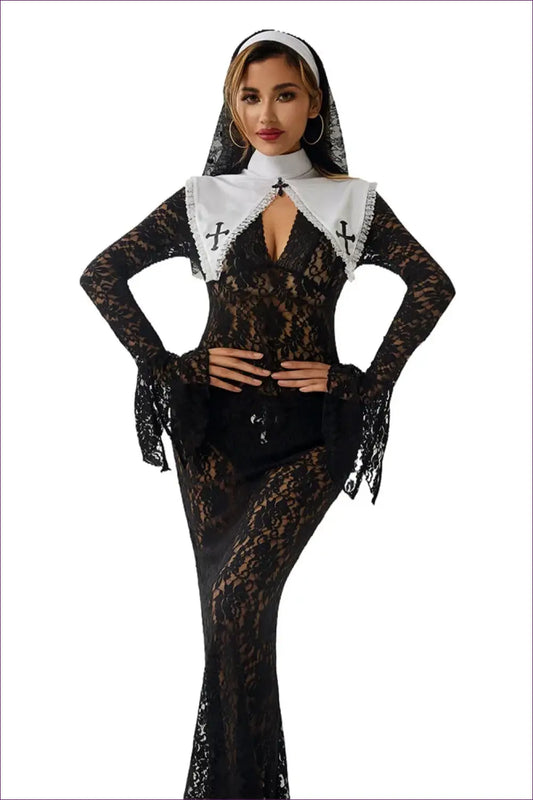 Nun Costume with Floor-length Lace - Gothic Romance Mood - 01 / one Size - just in • Party • Role Play • Theme Parties