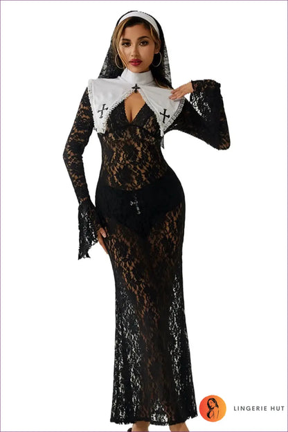 Nun Costume with Floor-length Lace - Gothic Romance Mood - 01 / one Size - just in • Party • Role Play • Theme Parties