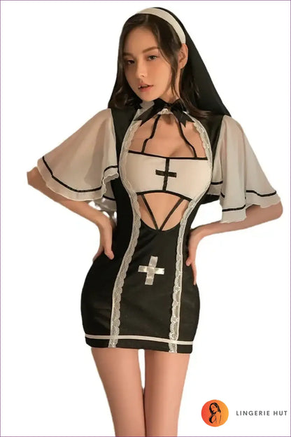 Nun Costume Mini Dress - Statement Taboo Confidence - Dresses - Lingerie Hut - Bodycon • Boudoir • Clubwear • Halloween