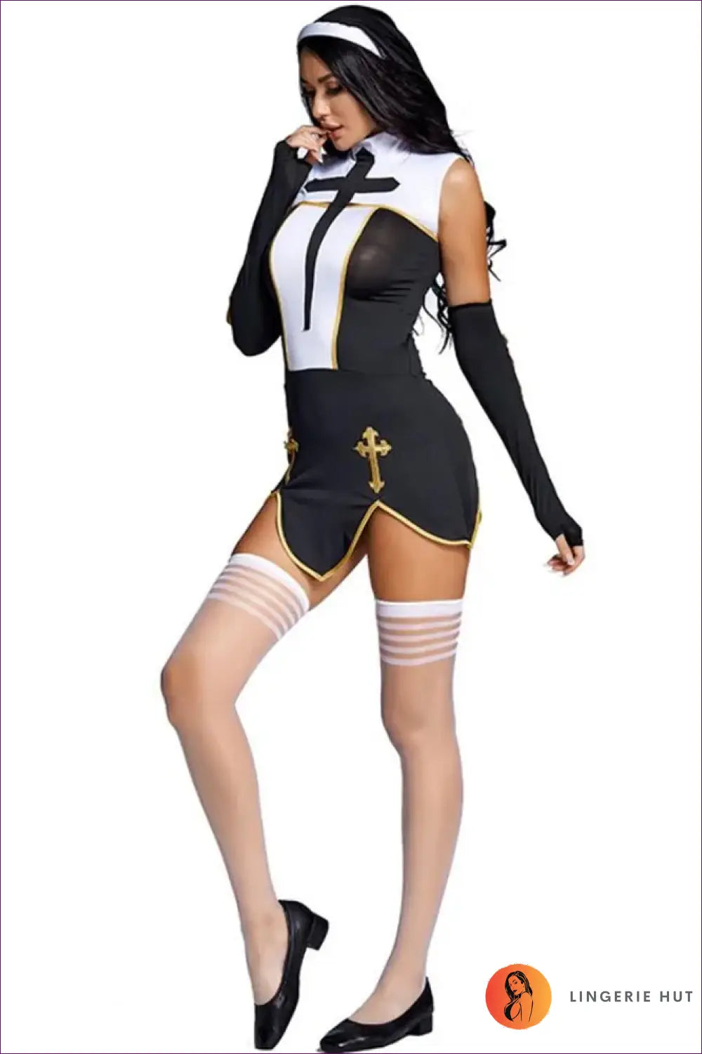 Nun Costume Outfit Set - Fantasy Roleplay Ready - Lingerie Hut - Halloween • Mesh • Nurse • Party