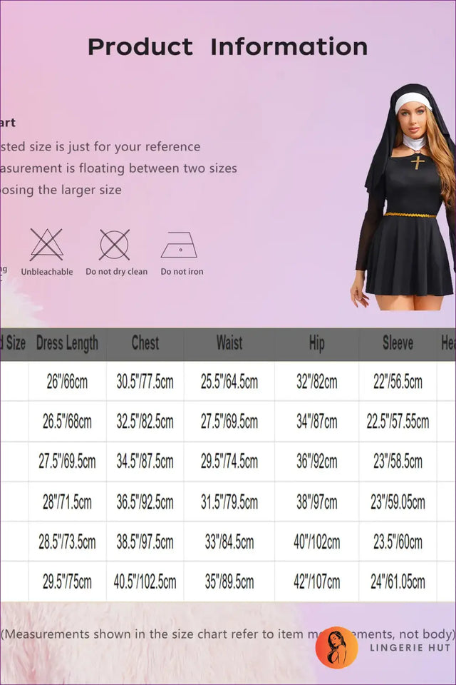 Nun Costume Set with Veil & Mesh Sleeves - Gothic Party Essential