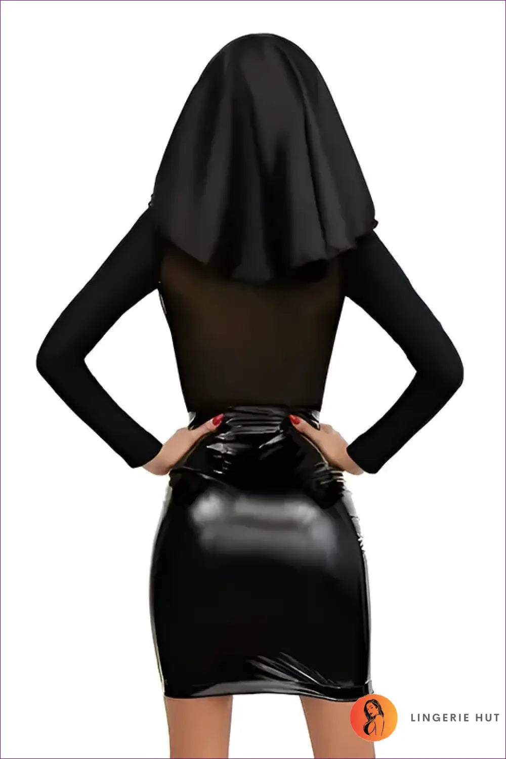 Nun Costume with Sheer Cross Panel Top - After Dark Look - 01 / one Size - just in • Party • Role Play • Theme Parties