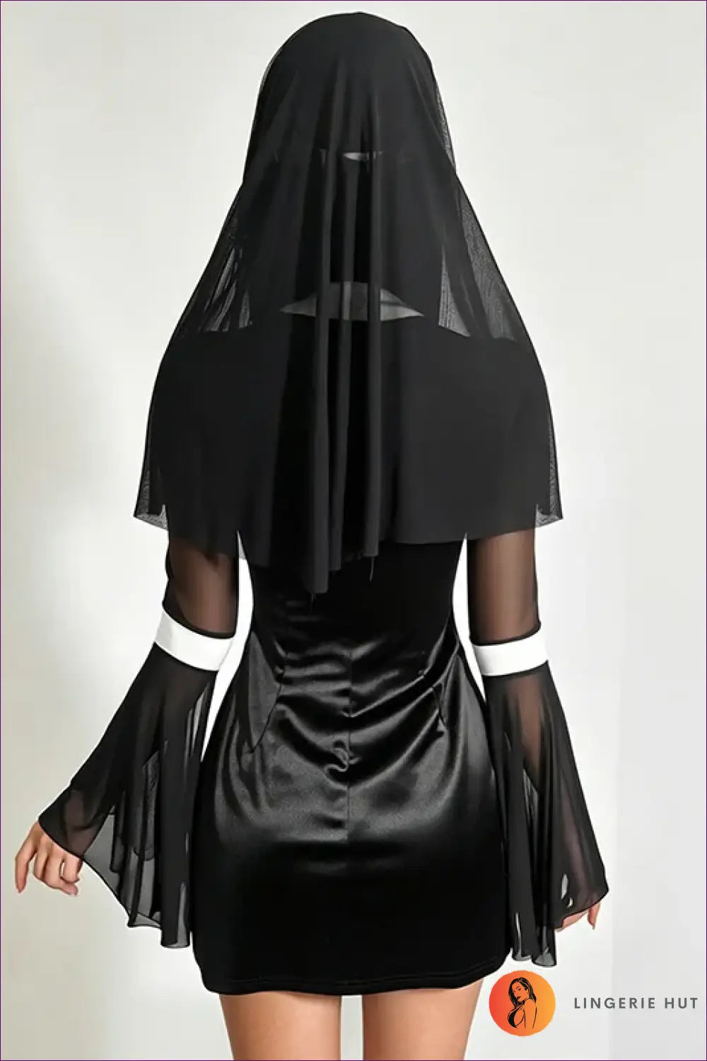 Nun Costume with Sheer Mesh Sleeves - Dark Confidence - just in • Party • Role Play • Theme Parties - Lingerie Hut