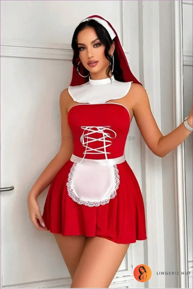 Nun Maid Costume with Collar and Apron - Bold Fantasy Play